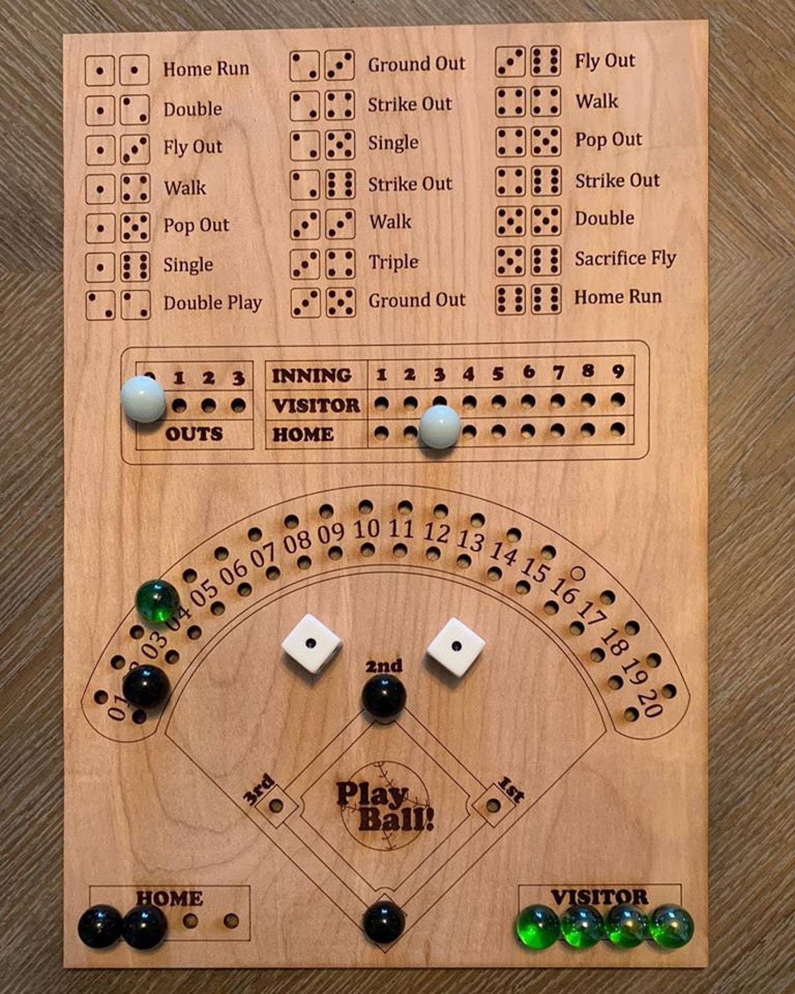 Baseball Dice Board Game Wooden Dice And Marble Board Game Interactive Double Battle Table Game Fun Sports Toy