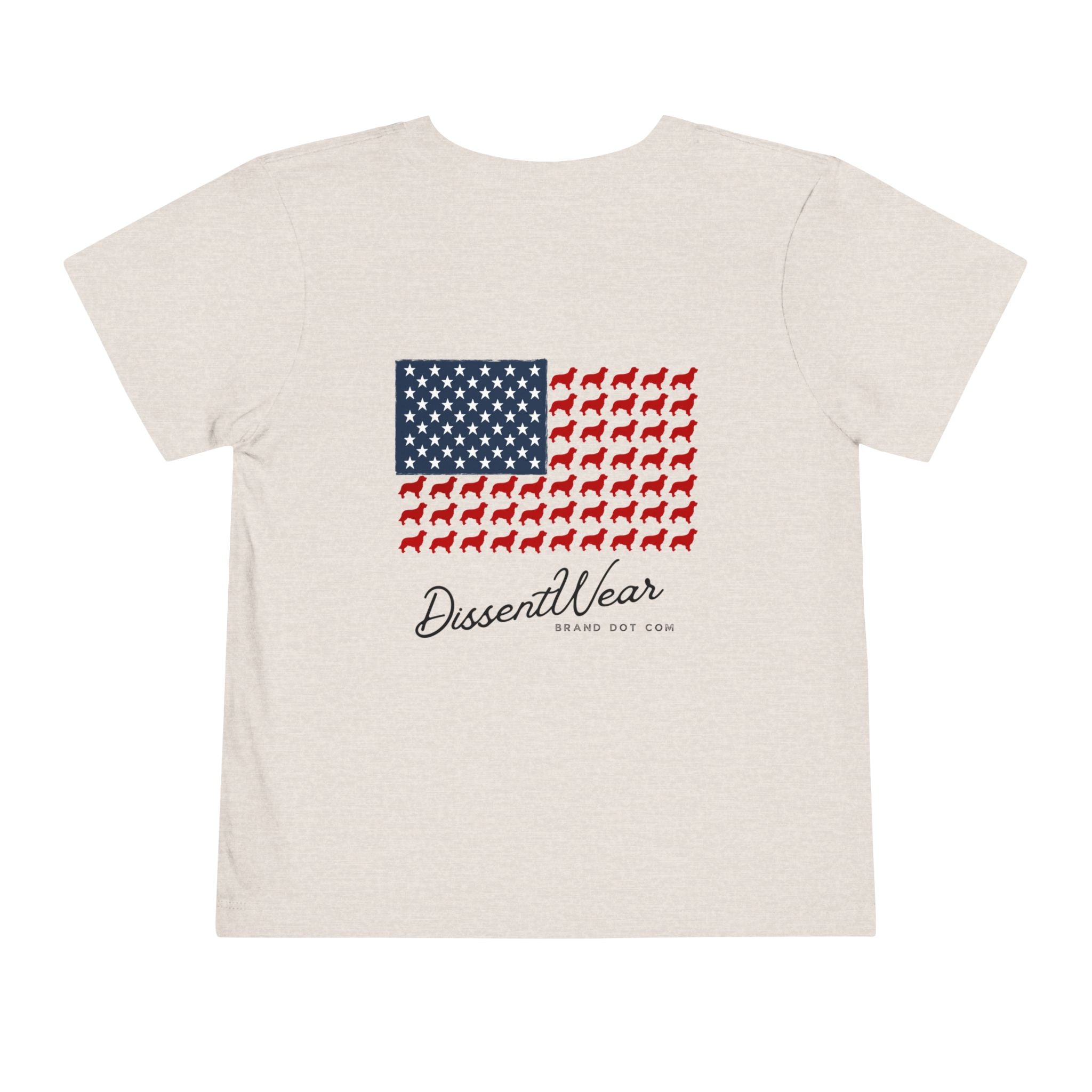 Red White and Blue Patriotic Golden Retriever, Trendy Tee, Toddler Tee, Cute Kids Shirt, Fun Animal Tee, Toddler Gift, Summer Playwear, Red White Blue Kids T-Shirt