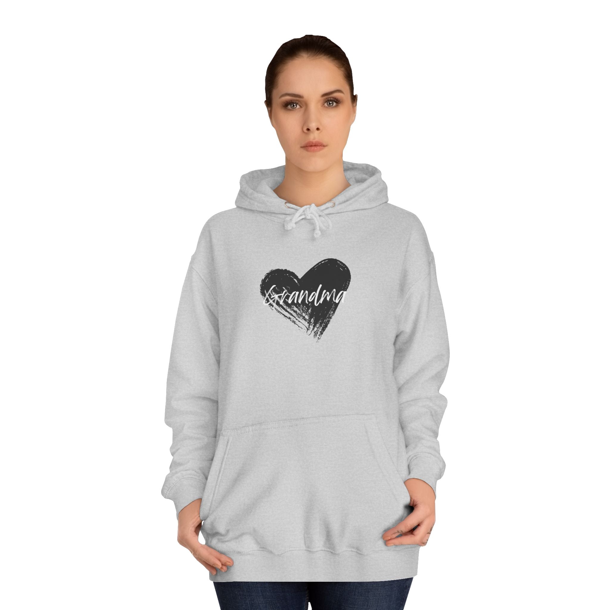 GRANDMA College Hoodie with Heart Design, Cozy College Apparel, Casual Sweatshirt, Gift for Students, Perfect for Campus Life, Trendy Hoodie