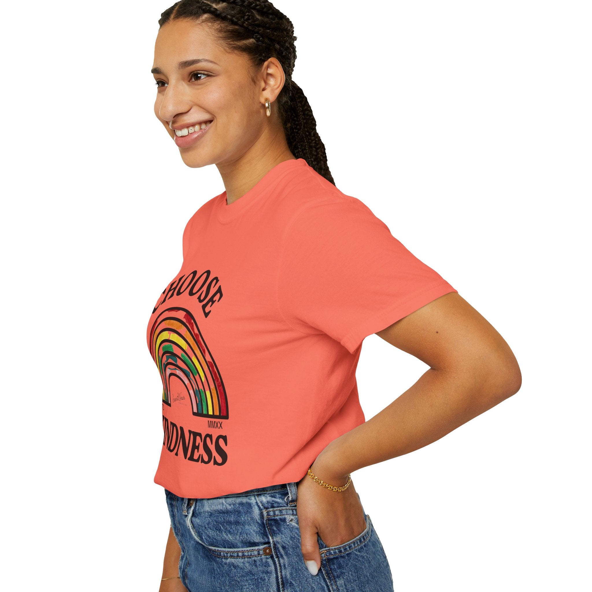 Choose Kindness Unisex Garment-Dyed T-Shirt | Positive Vibes, Casual Wear, Gift for Friends, Motivational Tee, Rainbow Design