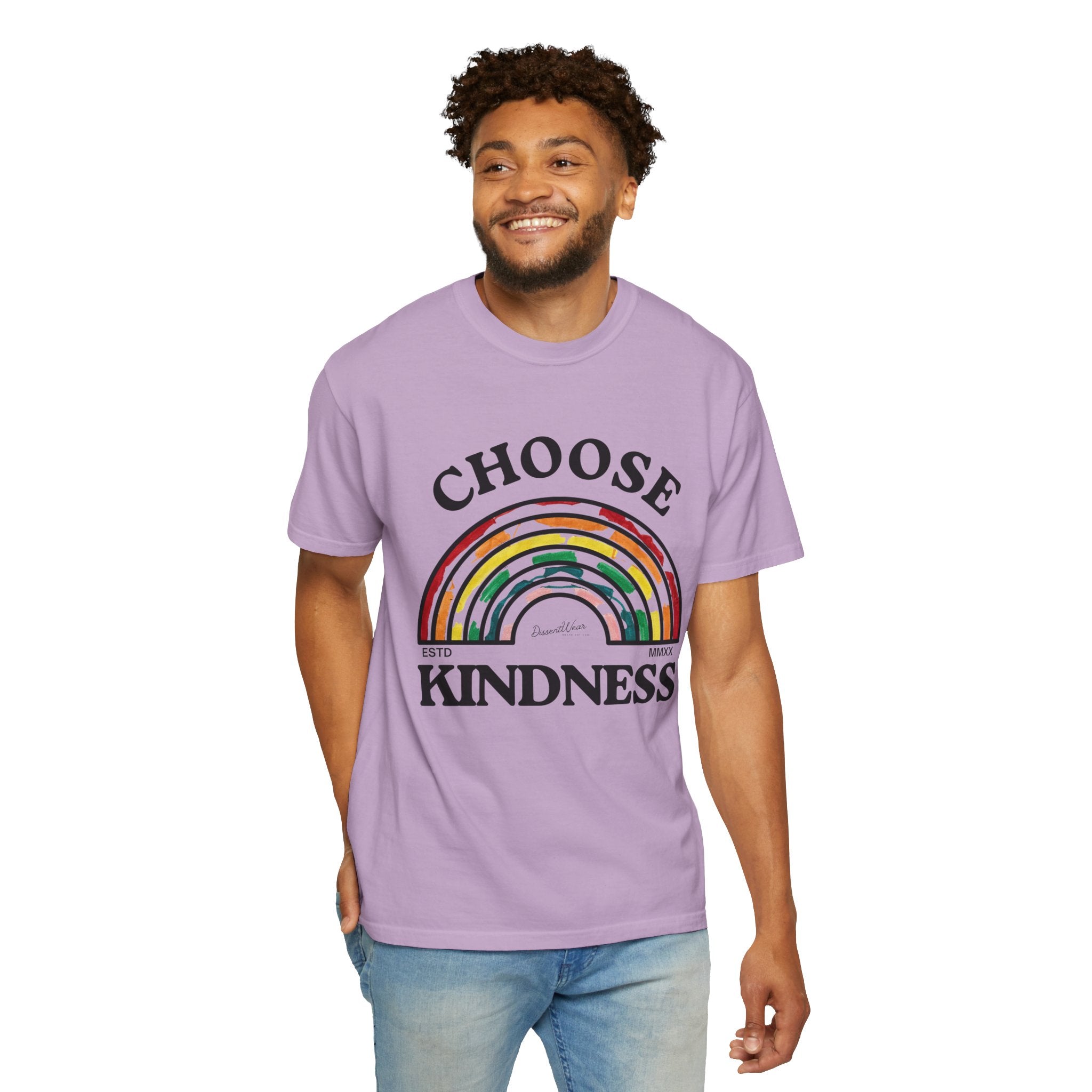 Choose Kindness Unisex Garment-Dyed T-Shirt | Positive Vibes, Casual Wear, Gift for Friends, Motivational Tee, Rainbow Design