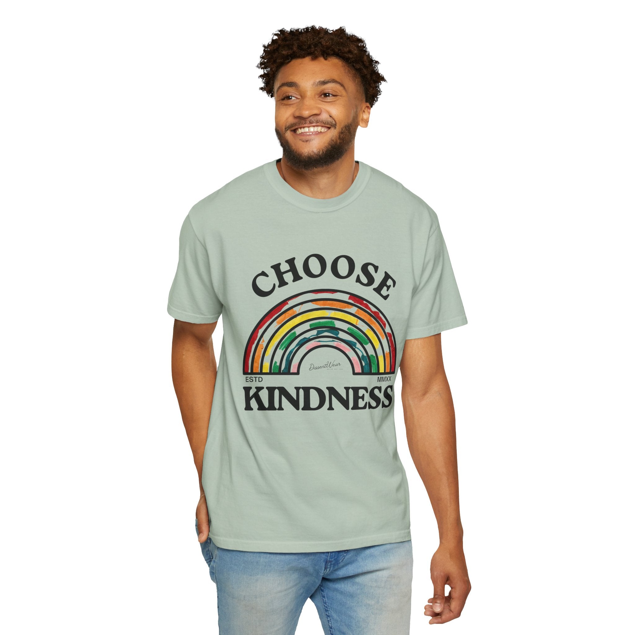 Choose Kindness Unisex Garment-Dyed T-Shirt | Positive Vibes, Casual Wear, Gift for Friends, Motivational Tee, Rainbow Design