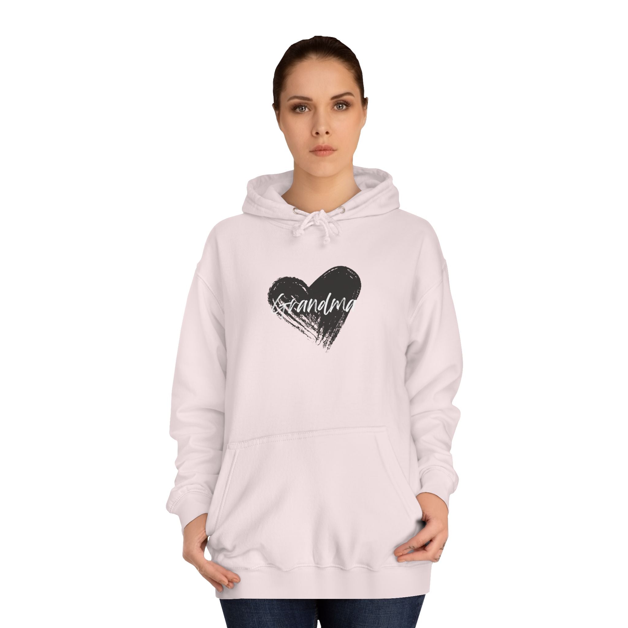 GRANDMA College Hoodie with Heart Design, Cozy College Apparel, Casual Sweatshirt, Gift for Students, Perfect for Campus Life, Trendy Hoodie