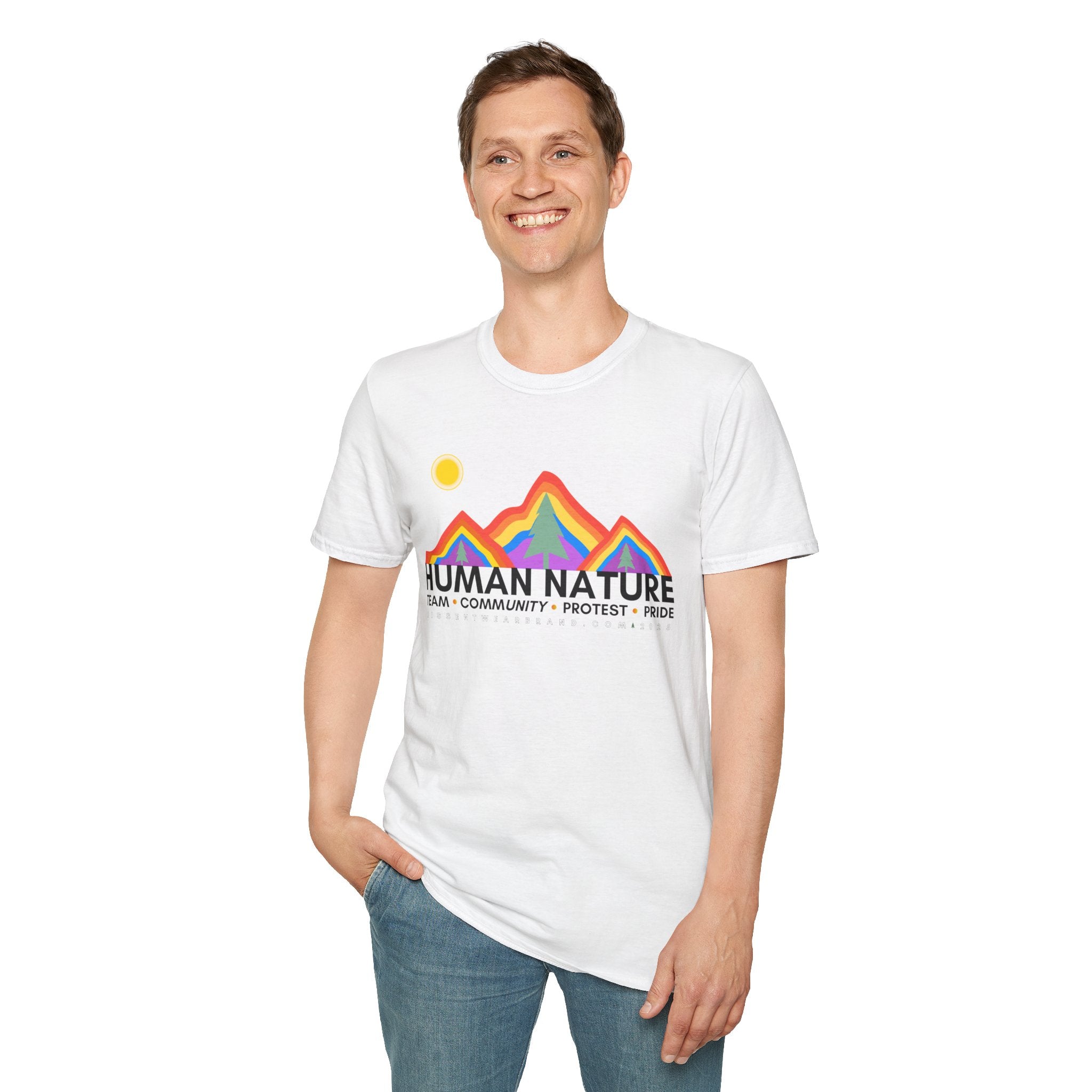 Human Nature Pride T-Shirt, Unisex Rainbow Tee, LGBTQ+ Apparel, Community Event Shirt, Gift for Equality Advocates