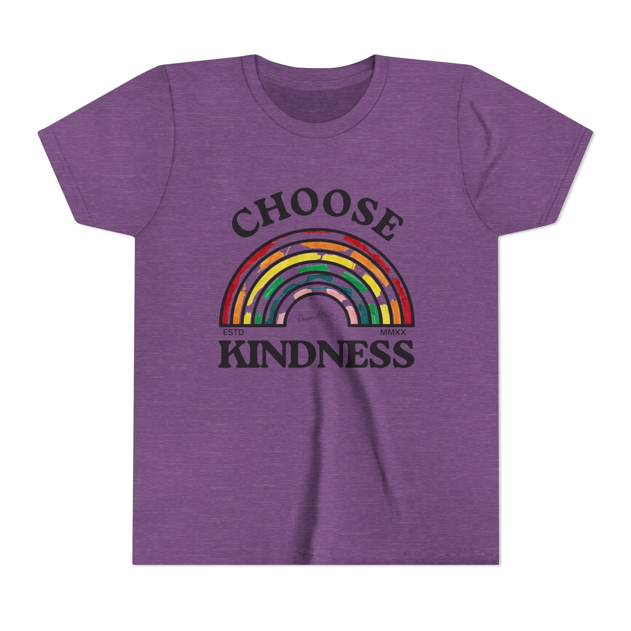 Choose Kindness Youth Short Sleeve Tee, Kids T-Shirt, Rainbow Tee, Positive Message Shirt, Gift for Motivational Attitude