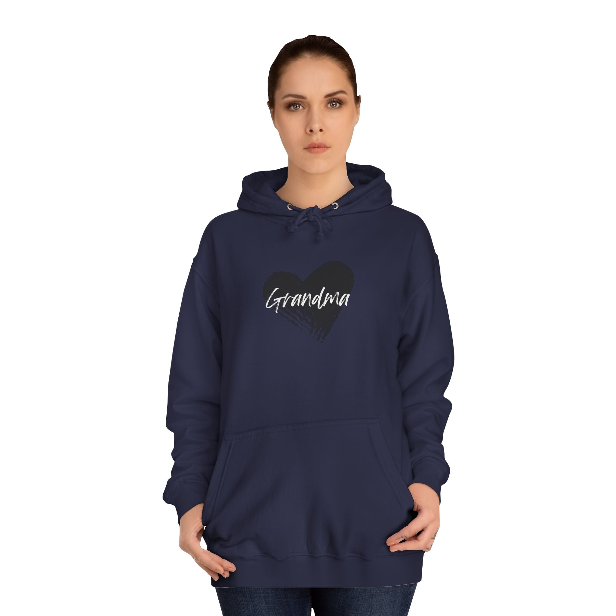 GRANDMA College Hoodie with Heart Design, Cozy College Apparel, Casual Sweatshirt, Gift for Students, Perfect for Campus Life, Trendy Hoodie