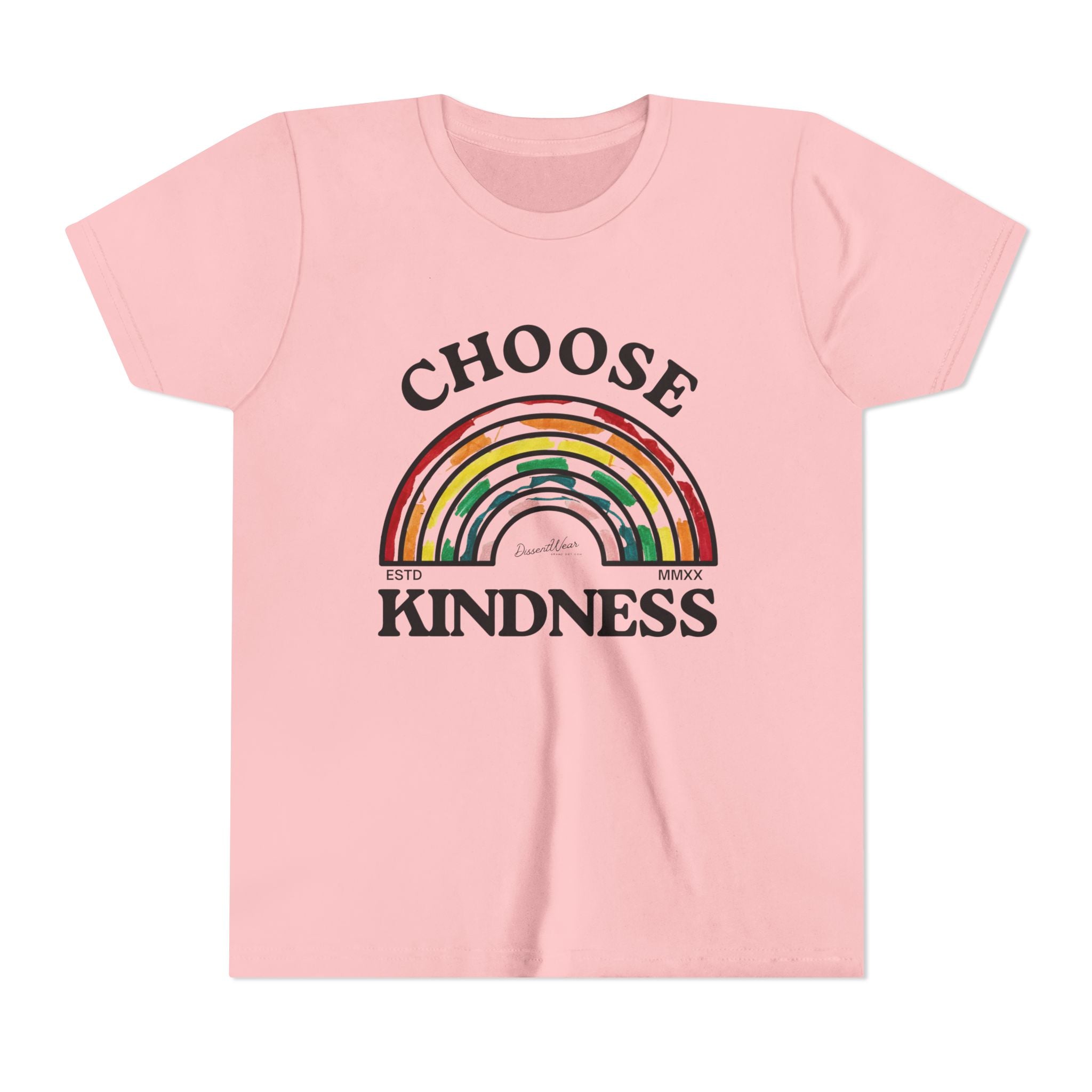 Choose Kindness Youth Short Sleeve Tee, Kids T-Shirt, Rainbow Tee, Positive Message Shirt, Gift for Motivational Attitude