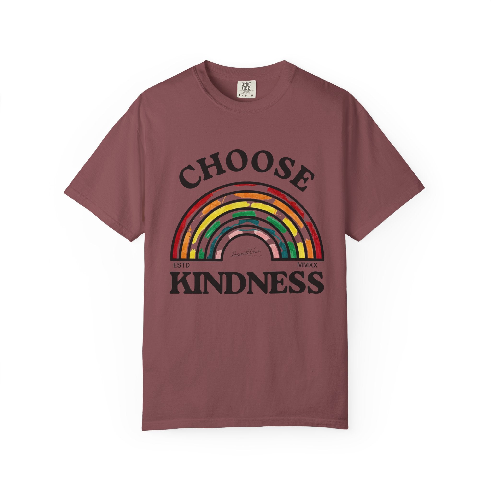 Choose Kindness Unisex Garment-Dyed T-Shirt | Positive Vibes, Casual Wear, Gift for Friends, Motivational Tee, Rainbow Design