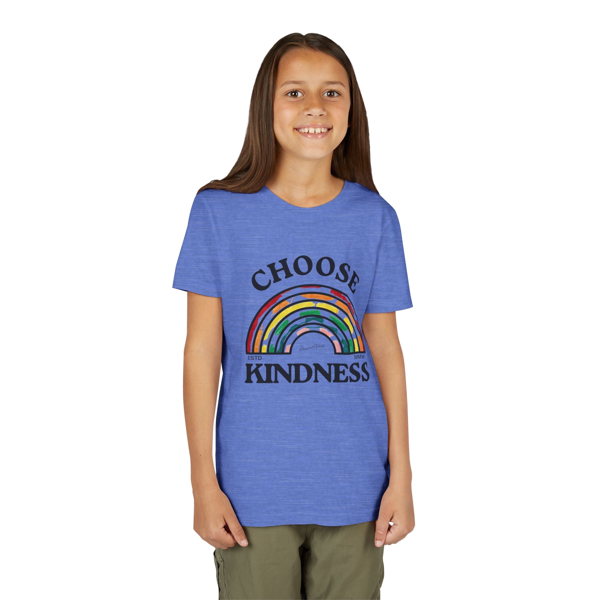 Choose Kindness Youth Short Sleeve Tee, Kids T-Shirt, Rainbow Tee, Positive Message Shirt, Gift for Motivational Attitude