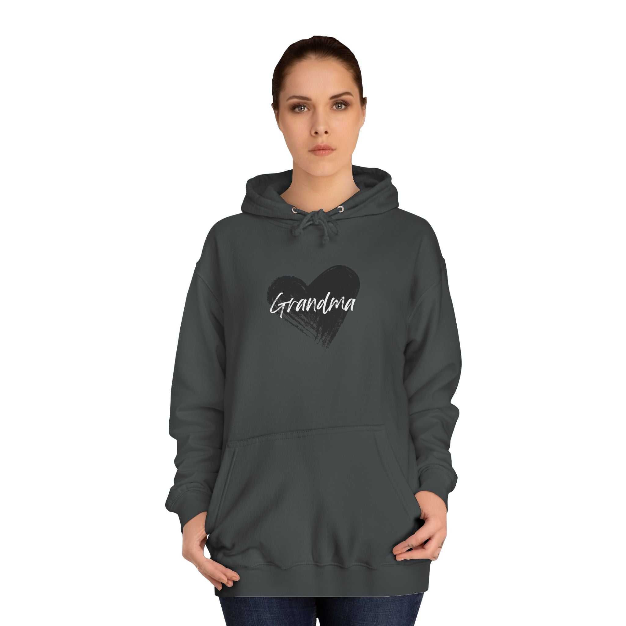 GRANDMA College Hoodie with Heart Design, Cozy College Apparel, Casual Sweatshirt, Gift for Students, Perfect for Campus Life, Trendy Hoodie