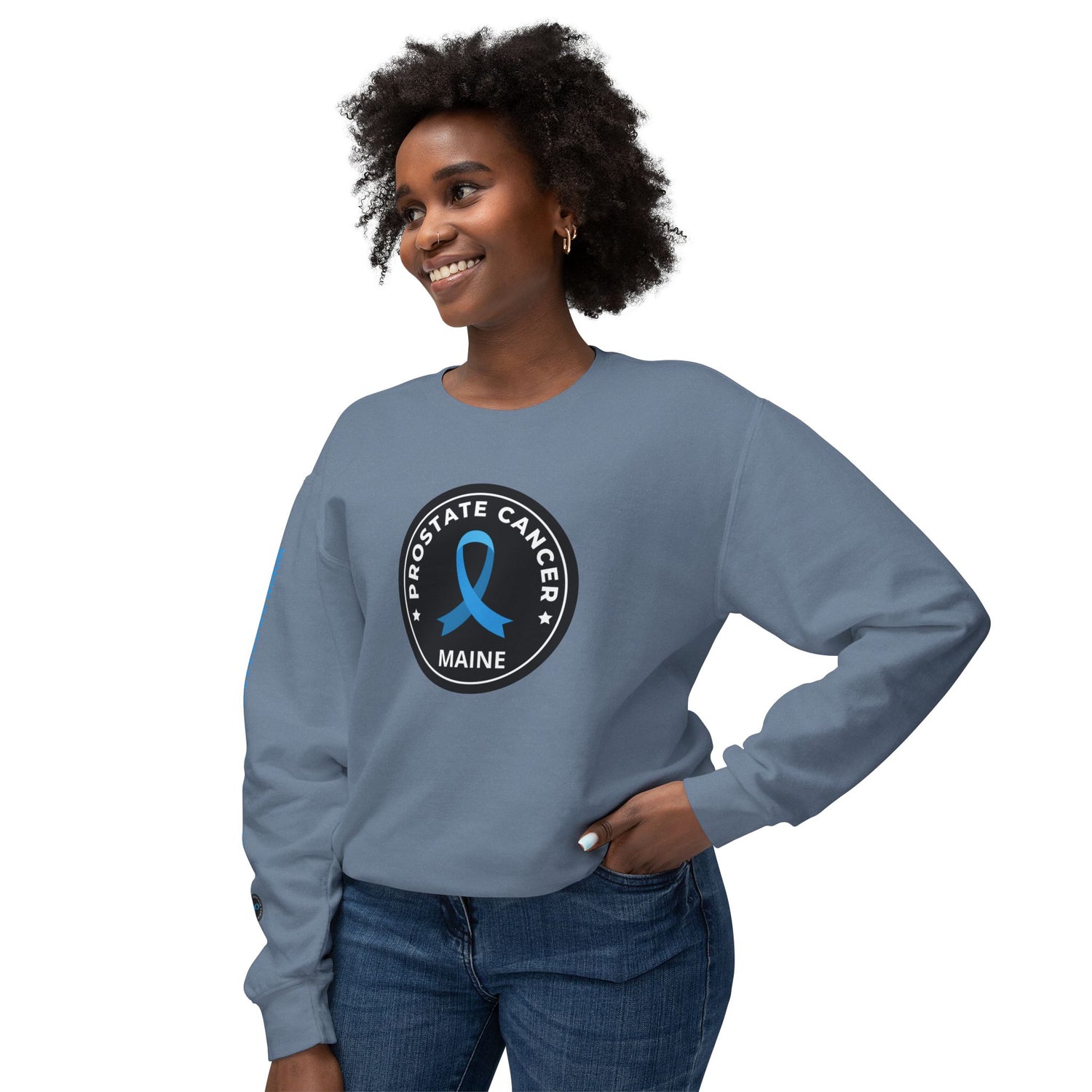 Prostate Cancer Maine Gender Neutral Lightweight Crewneck Sweatshirt