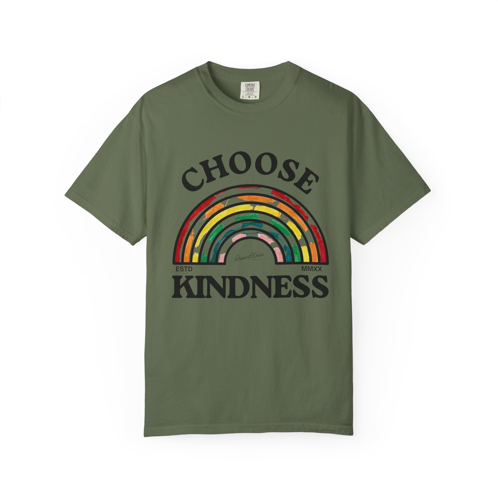 Choose Kindness Unisex Garment-Dyed T-Shirt | Positive Vibes, Casual Wear, Gift for Friends, Motivational Tee, Rainbow Design