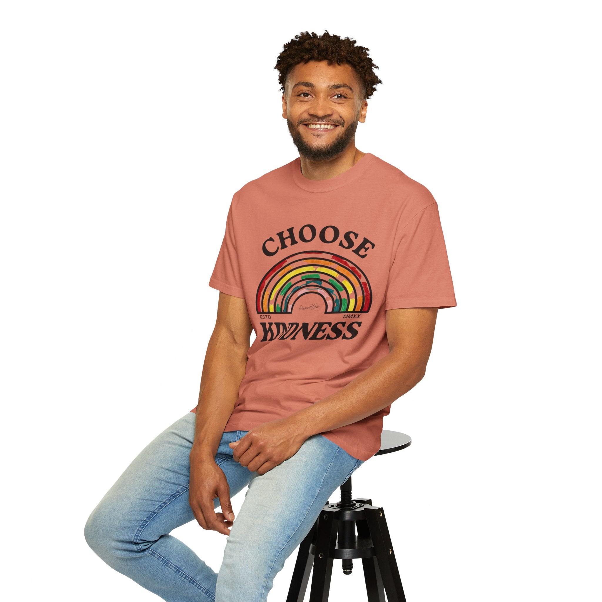 Choose Kindness Unisex Garment-Dyed T-Shirt | Positive Vibes, Casual Wear, Gift for Friends, Motivational Tee, Rainbow Design