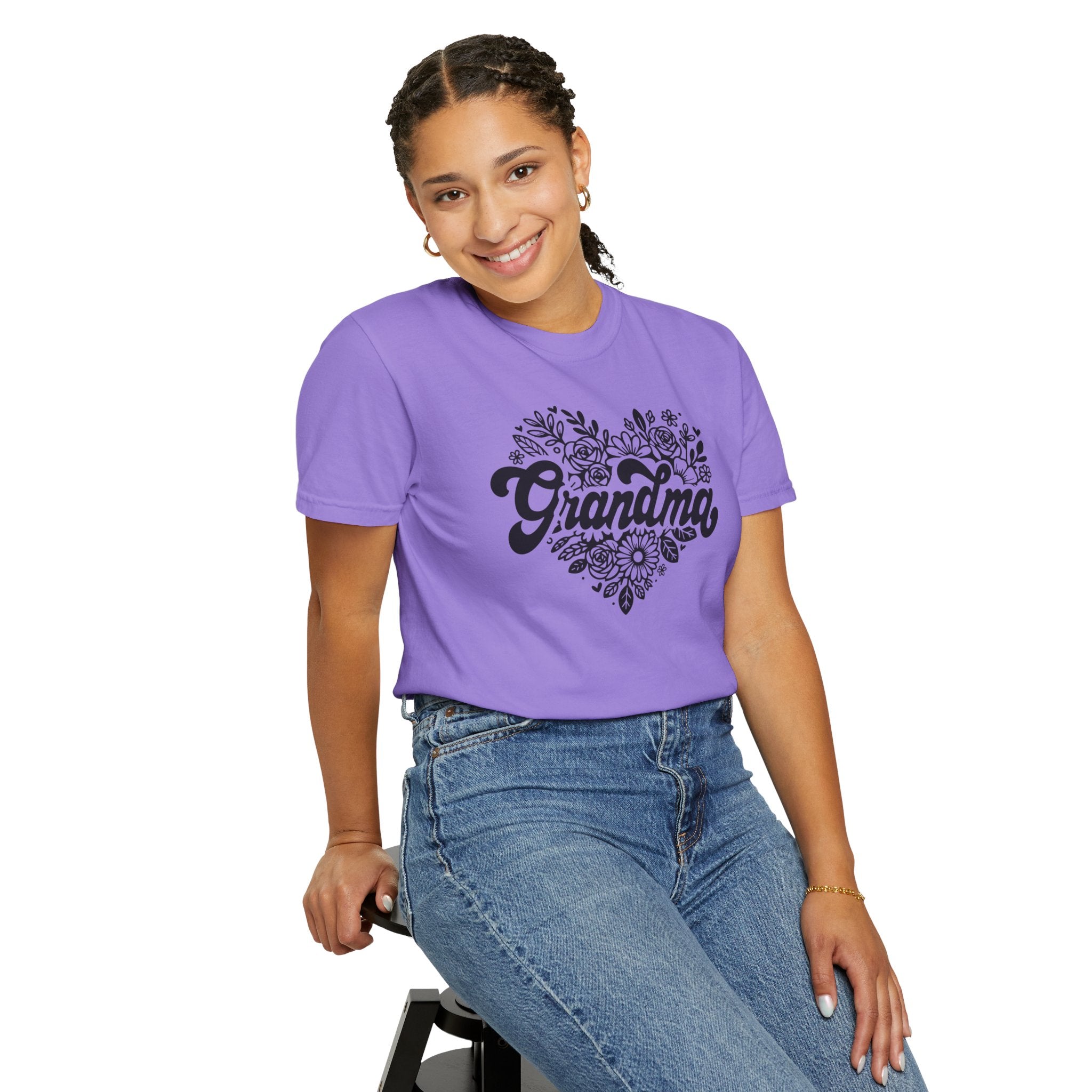 Grandma Large Center Floral Heart T-Shirt, Gift for Grandma, Mother&