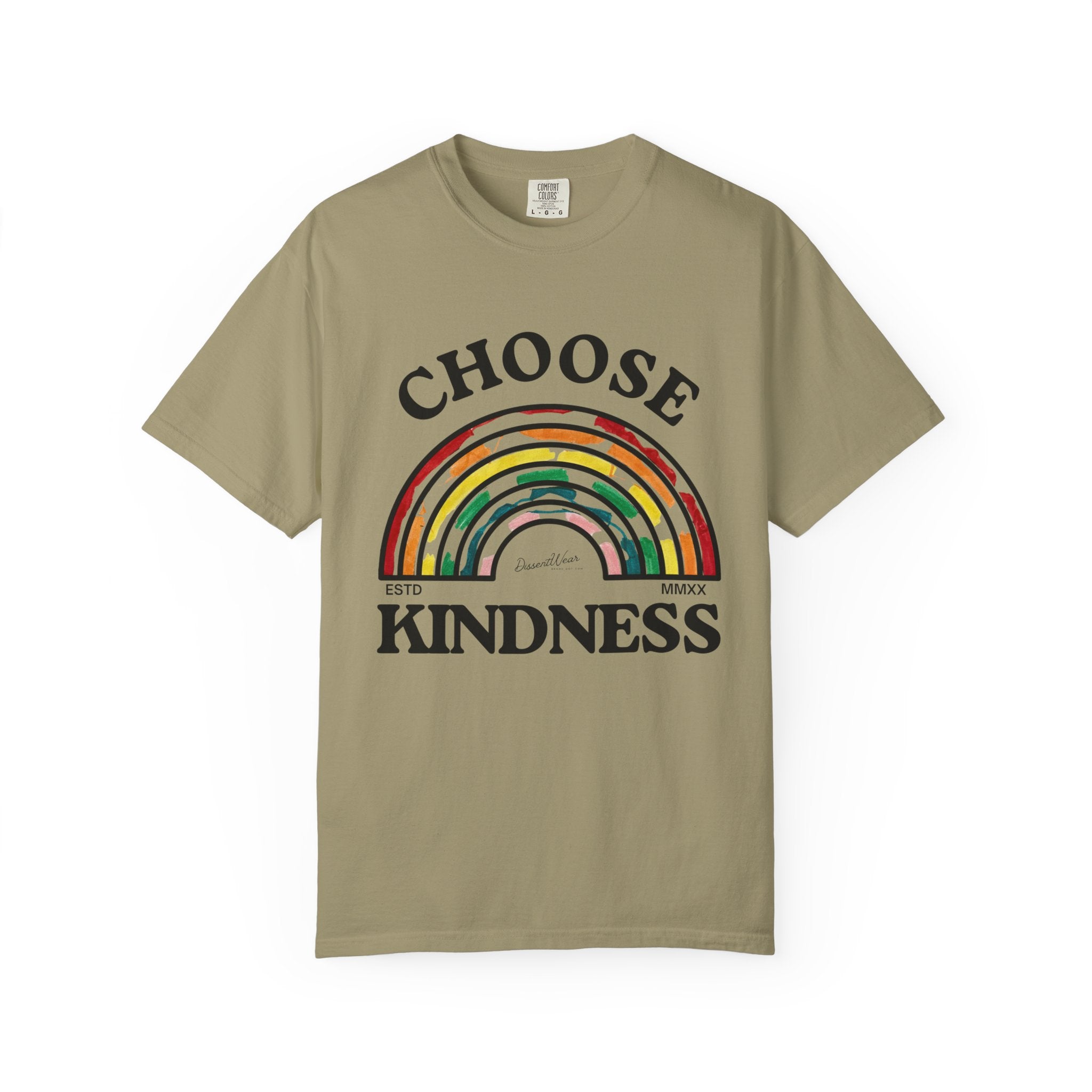 Choose Kindness Unisex Garment-Dyed T-Shirt | Positive Vibes, Casual Wear, Gift for Friends, Motivational Tee, Rainbow Design