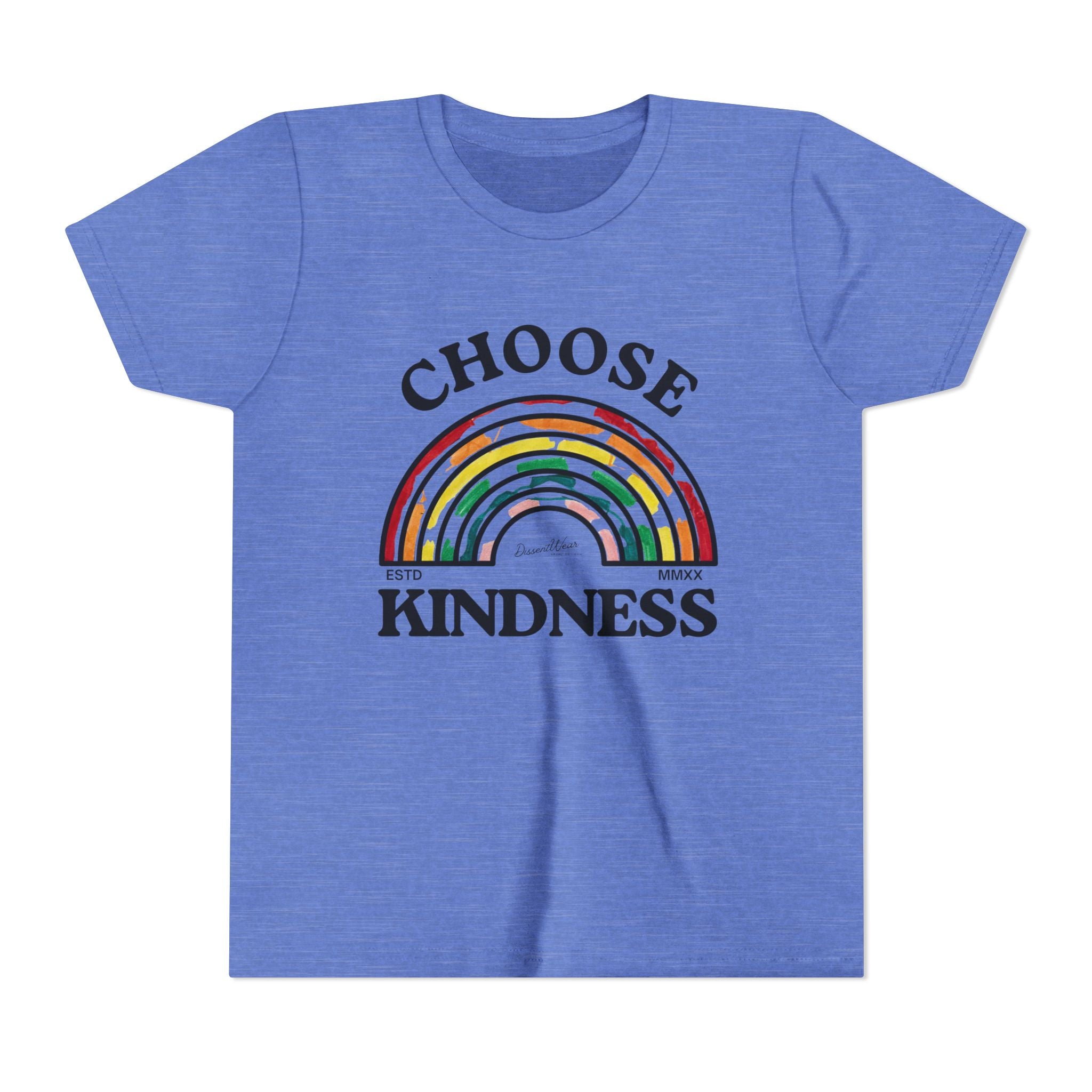 Choose Kindness Youth Short Sleeve Tee, Kids T-Shirt, Rainbow Tee, Positive Message Shirt, Gift for Motivational Attitude