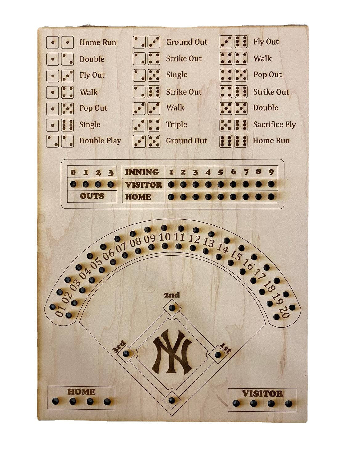Baseball Dice Board Game Wooden Dice And Marble Board Game Interactive Double Battle Table Game Fun Sports Toy