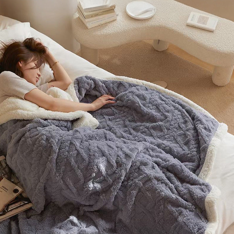 Double-Layer Polar Blanket (Autumn/Winter) – Thick Warm Soft Fleece for Office Naps, Sofa Beds