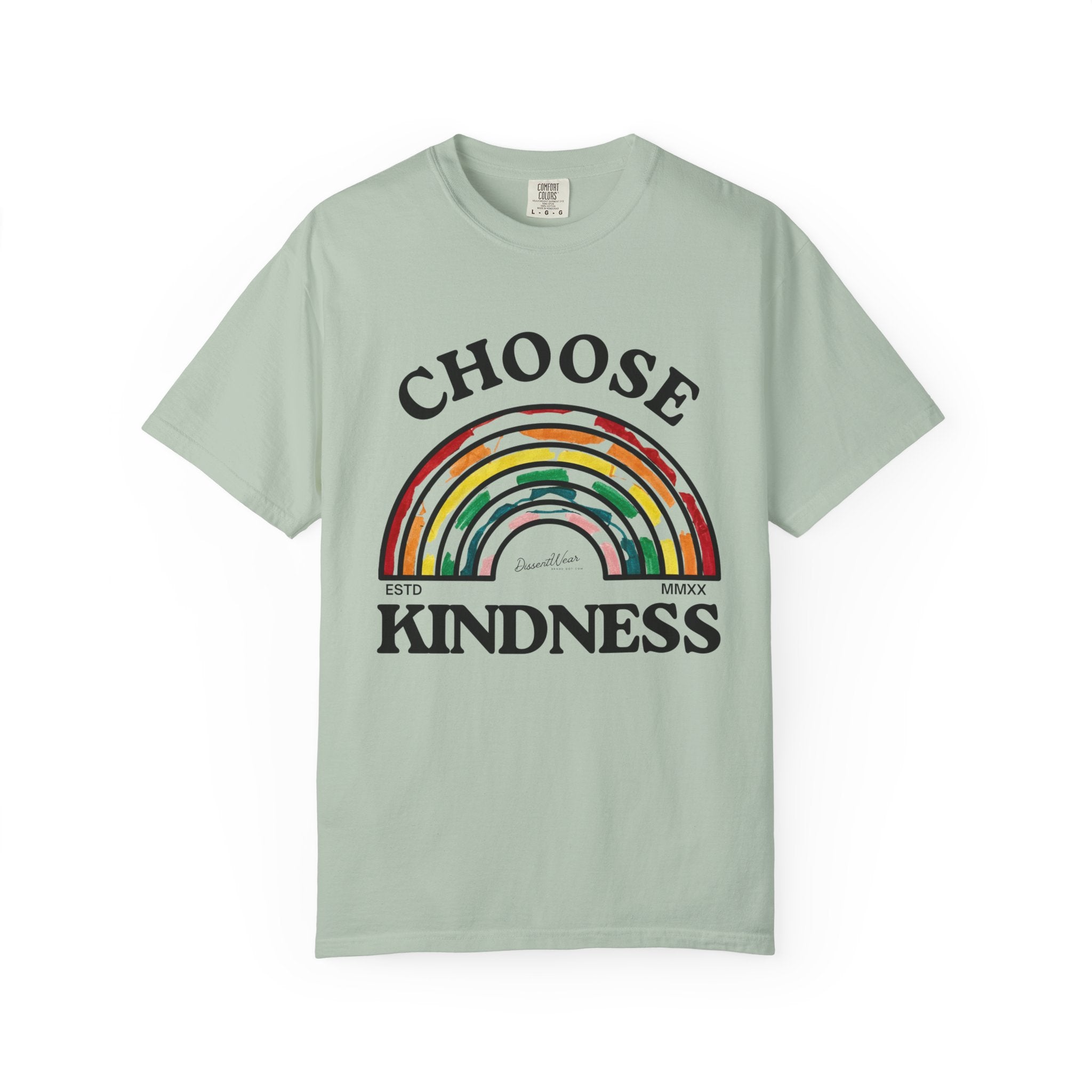 Choose Kindness Unisex Garment-Dyed T-Shirt | Positive Vibes, Casual Wear, Gift for Friends, Motivational Tee, Rainbow Design