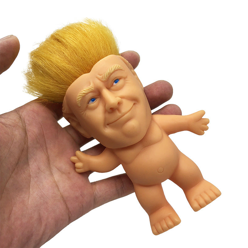 New Vinyl Long Hair Doll Creative Simulation Trump Doll Hand-Made Ornaments
