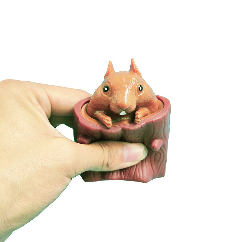 Creative Decompression Cute Cheese Mouse Cup Pinching And Squeezing Squirrel Cup Decompression Toy