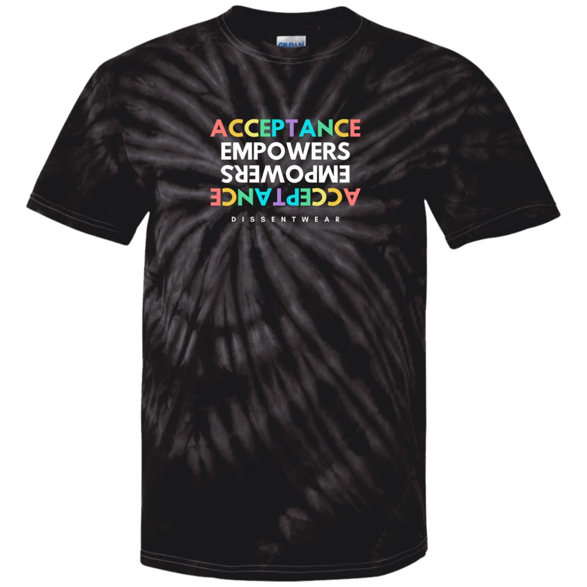 Black tie-dye tee with text &