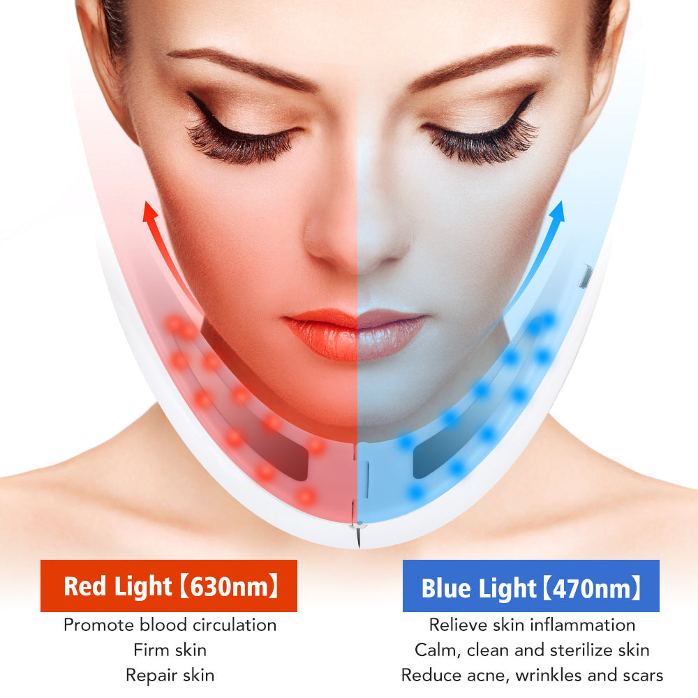 Red Light Therapy Blue Light Therapy Micro Current Color Light V Face Instrument Tightening Beauty Instrument Hot Compress Lifting Face Slimming Instrument