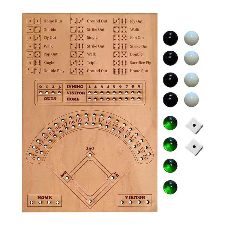 Baseball Dice Board Game Wooden Dice And Marble Board Game Interactive Double Battle Table Game Fun Sports Toy