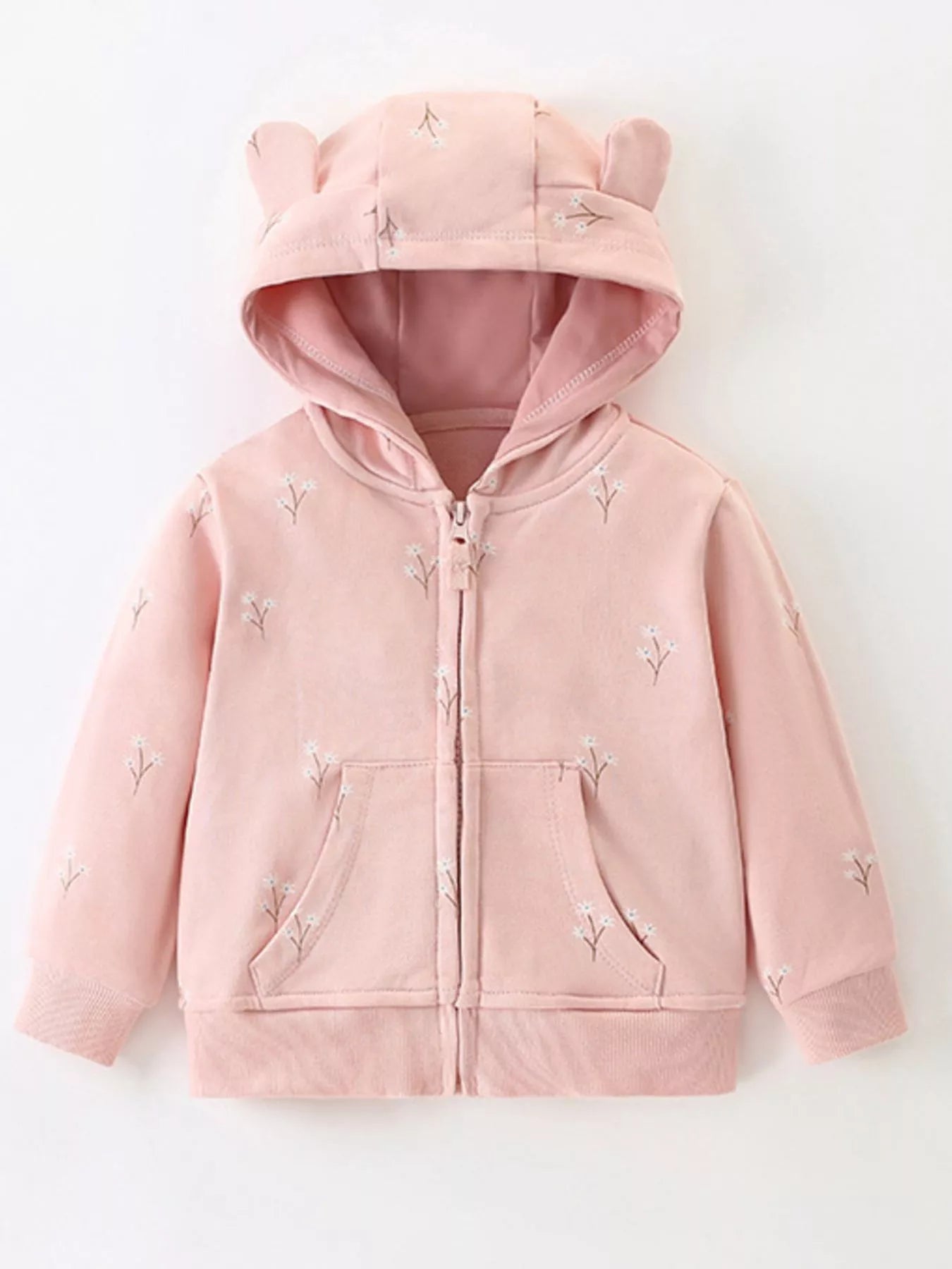 pink kids bear ear trendy boutique hoodie