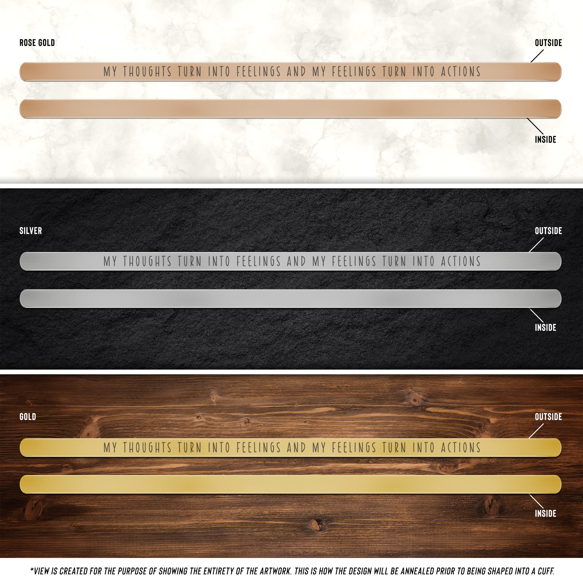 Wearable Therapy: My Thoughts Turn Into Feelings and My Feelings Turn Into Actions Cuff