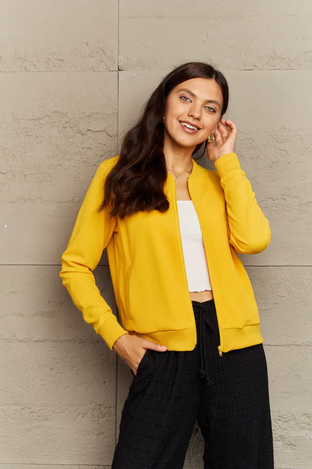 Round Neck Long Sleeve Jacket