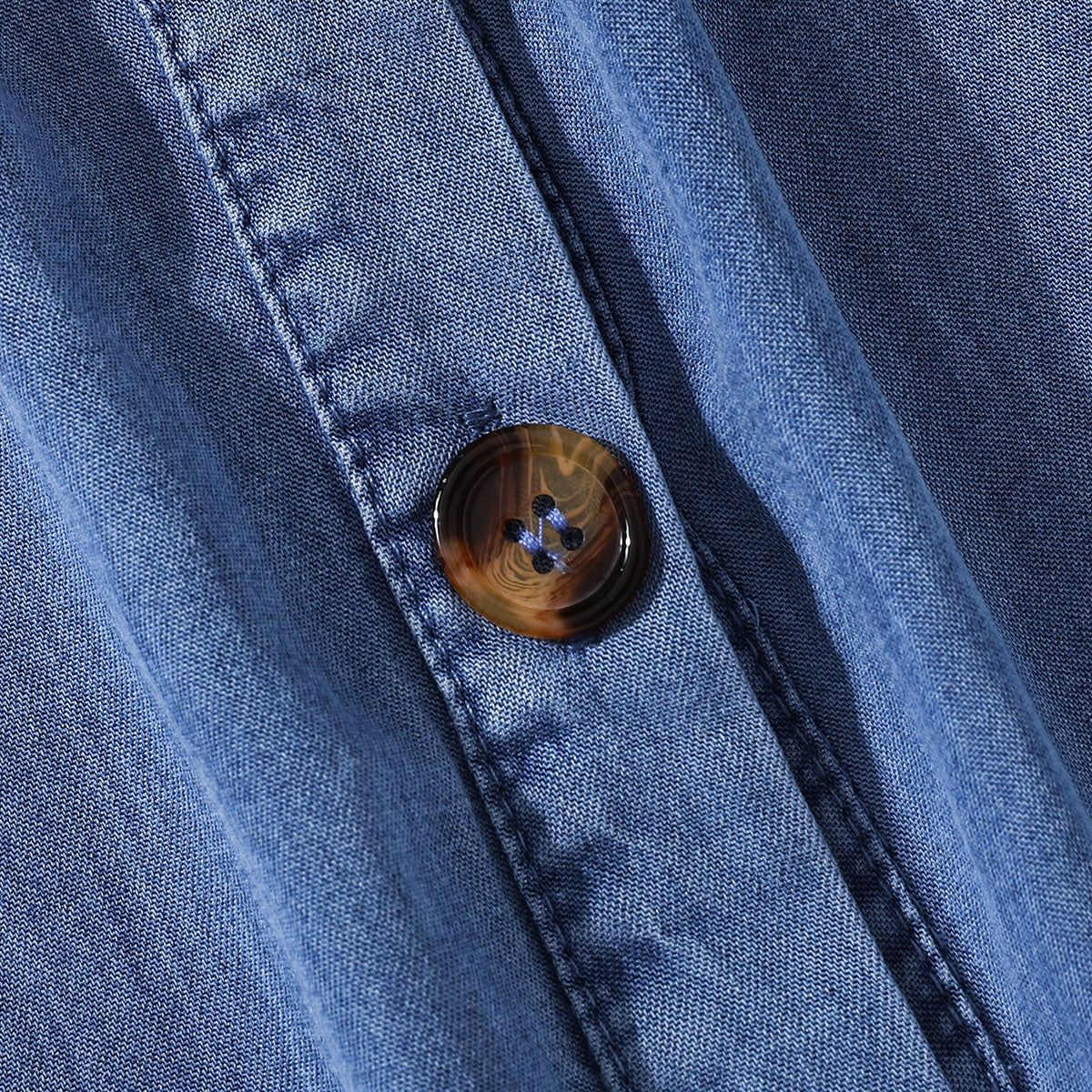 Girls Cold-Shoulder Buttoned Denim Dress