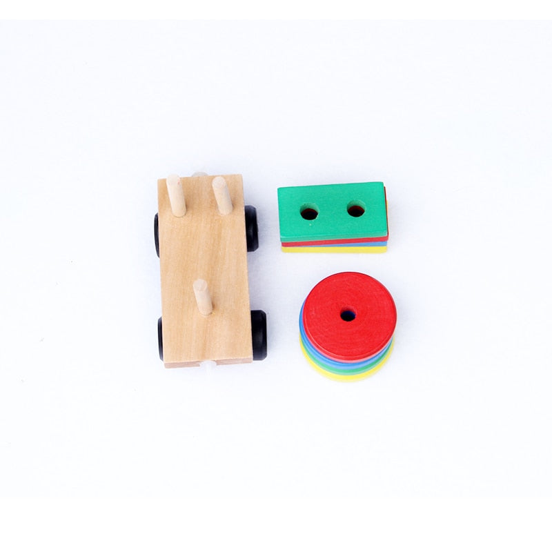 Montessori Toys Educational Wooden Toys for Children Early Learning Geometric Shapes Train Sets Three Tractor Carriage OT GRASP