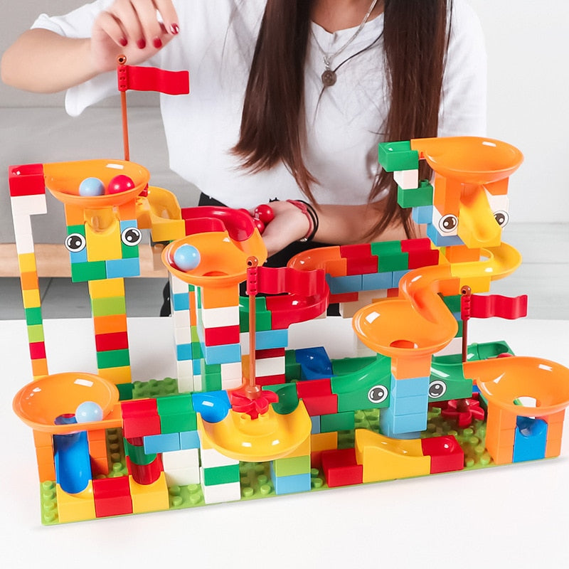 MARBLE RACE RUN TRACK BRICK BLOCKS (COMPATIBLE WITH DUPLO AND LEGO)
