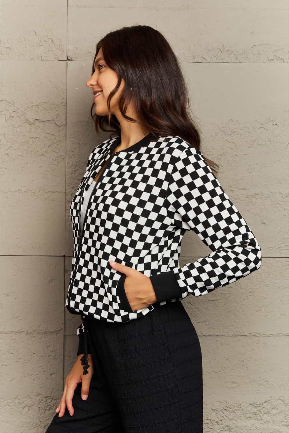 Round Neck Long Sleeve Jacket