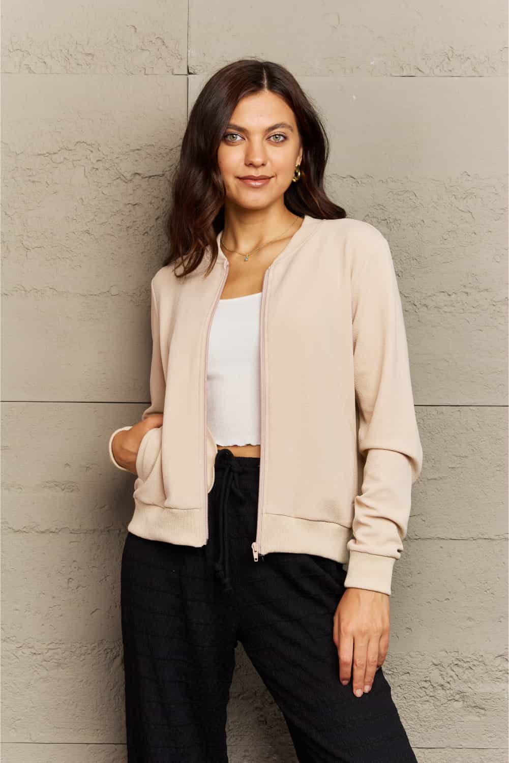 Round Neck Long Sleeve Jacket