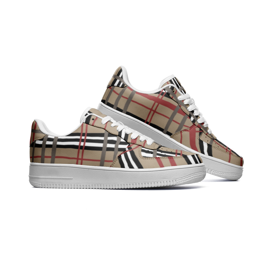 Trendy Plaid Low Top Leather Sneakers