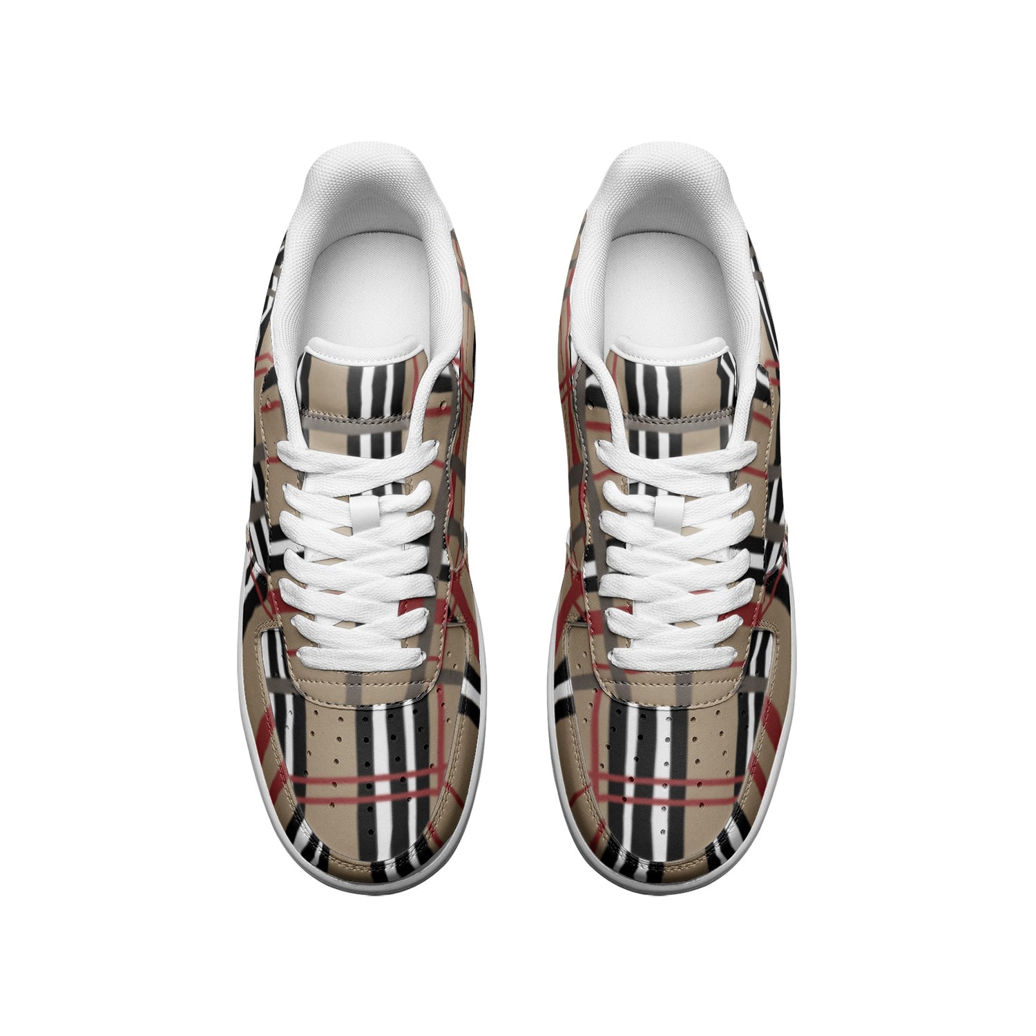 Trendy Plaid Low Top Leather Sneakers