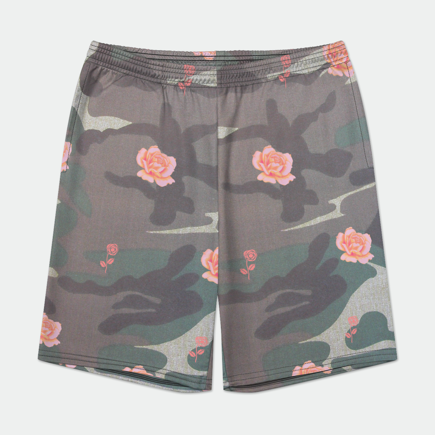 Camouflage and Roses Athletic Short