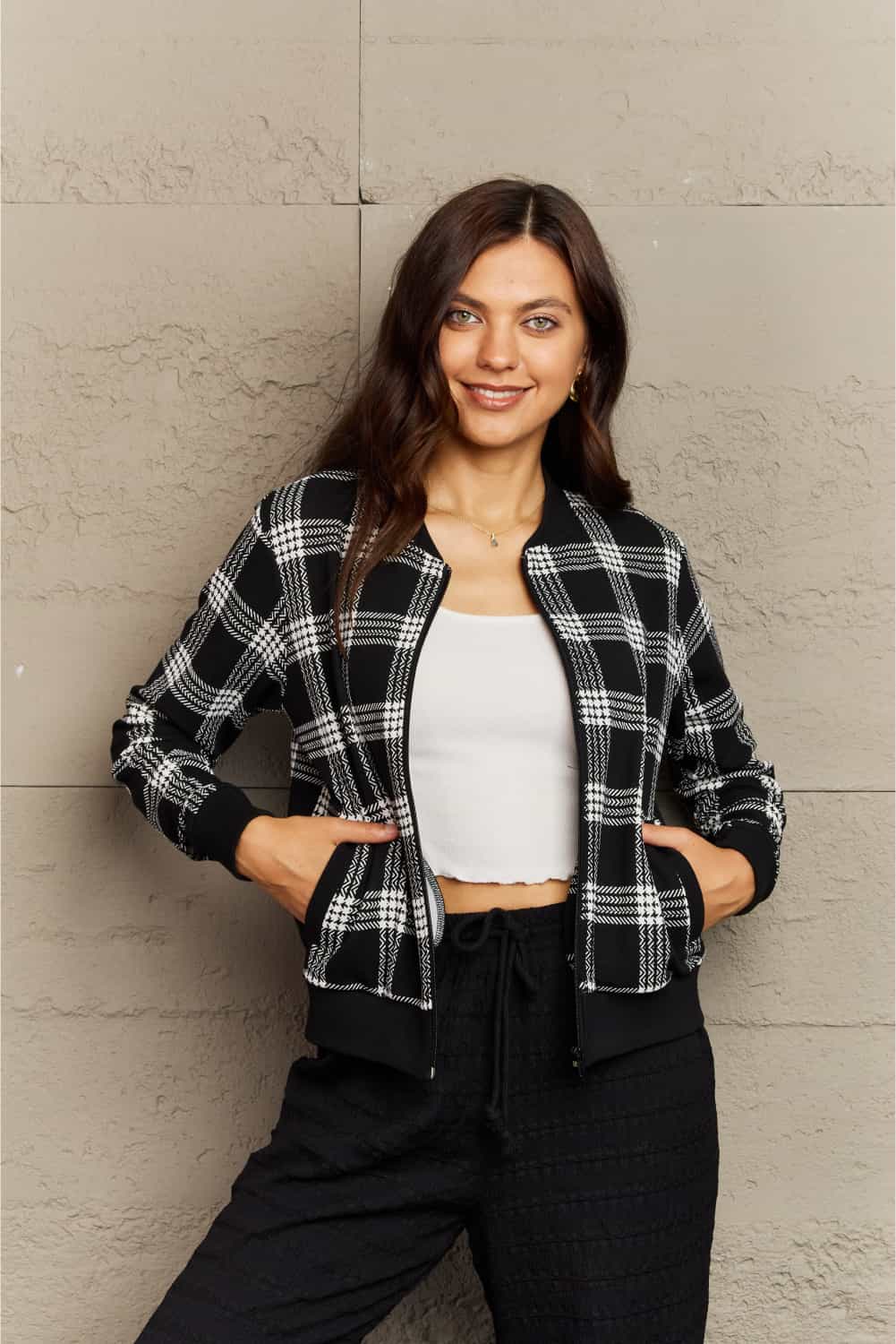 Round Neck Long Sleeve Jacket