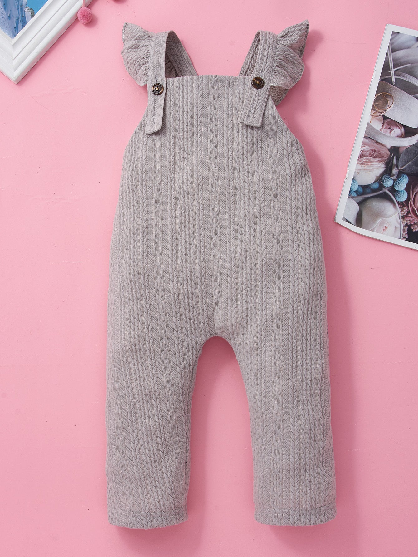 Girls Round Neck T-Shirt and Overalls Set