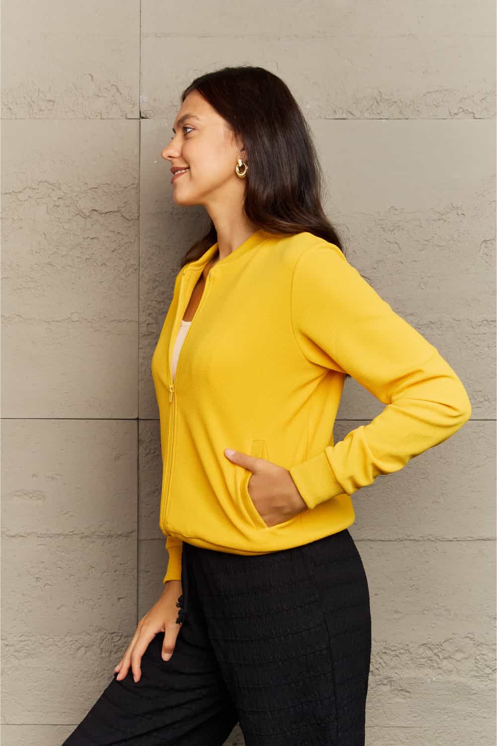 Round Neck Long Sleeve Jacket