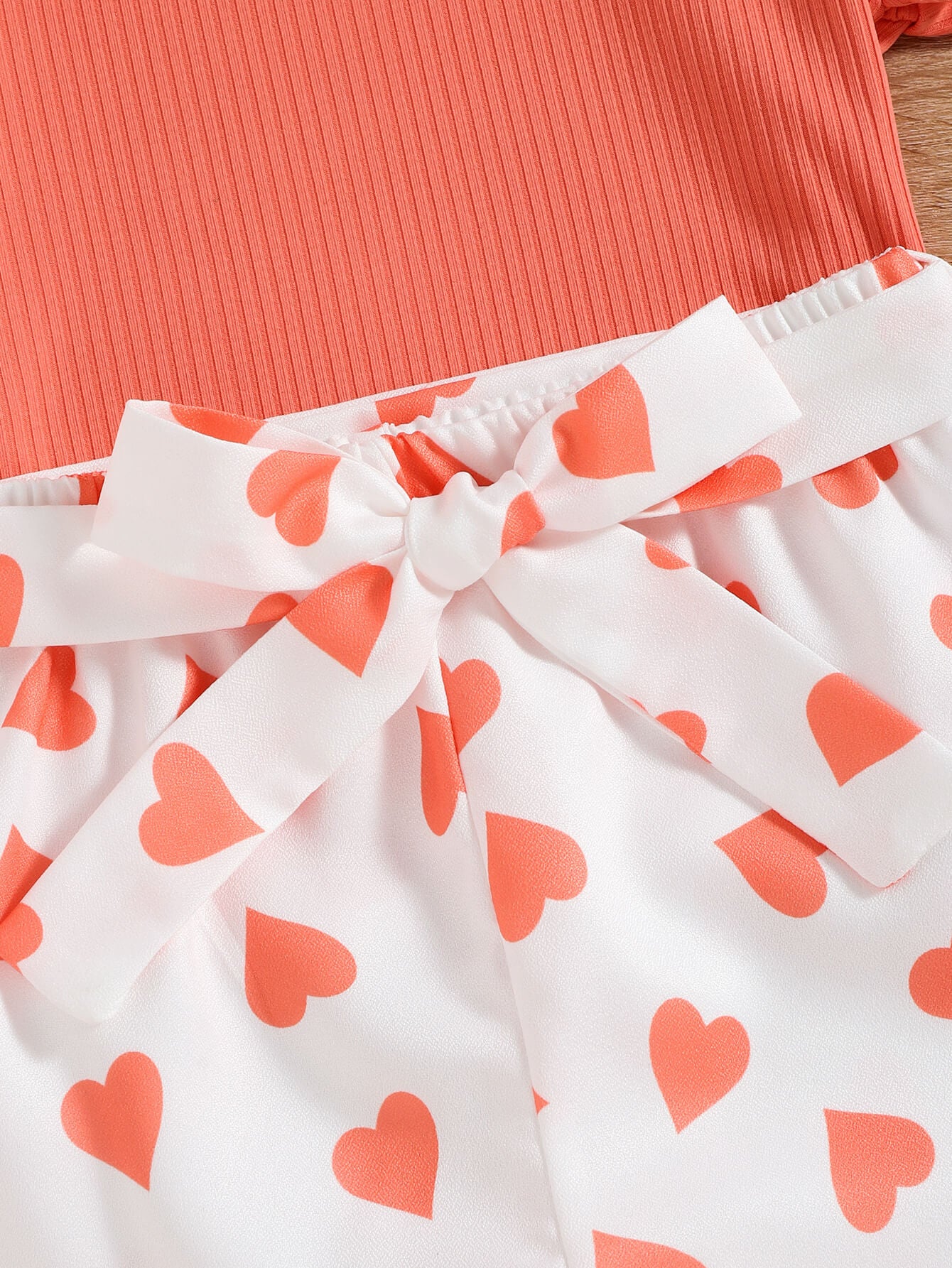 Girls Ribbed T-Shirt and Printed Shorts Set