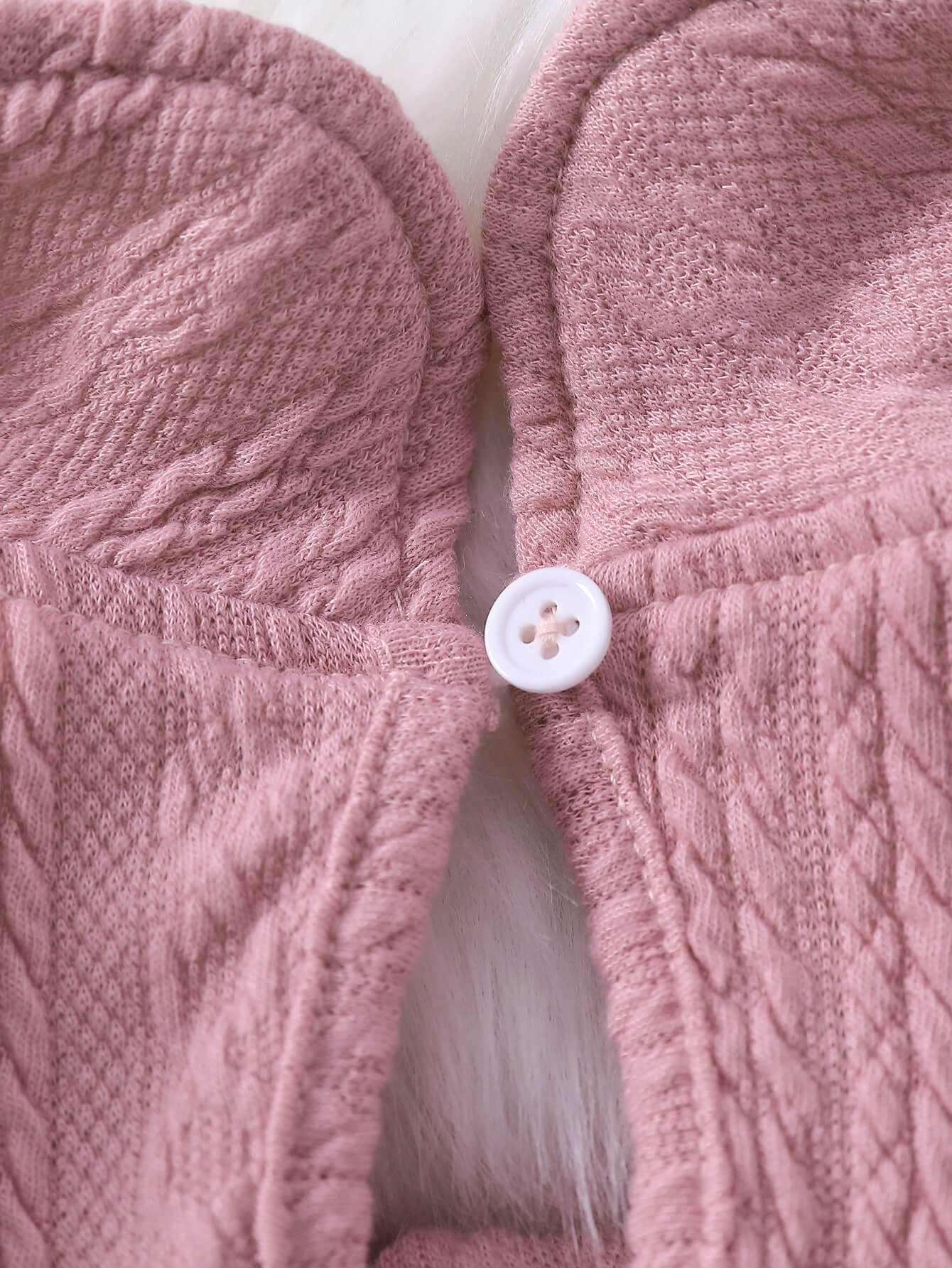 Girls Cable-Knit Peter Pan Collar Ruffle Hem Dress