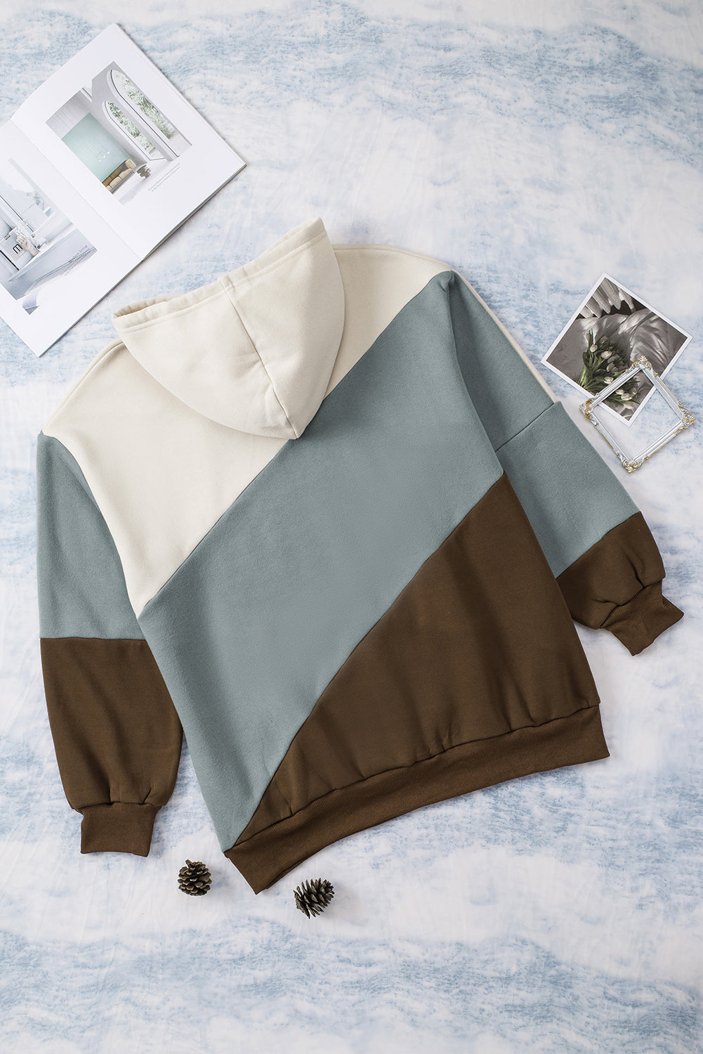 Plus Size Tie-Dye and Color Block Drawstring Detail Hoodies. (3different patterns)