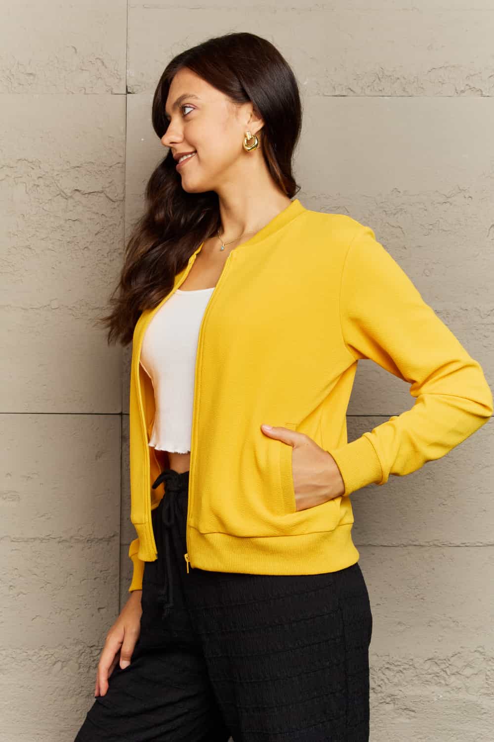 Round Neck Long Sleeve Jacket