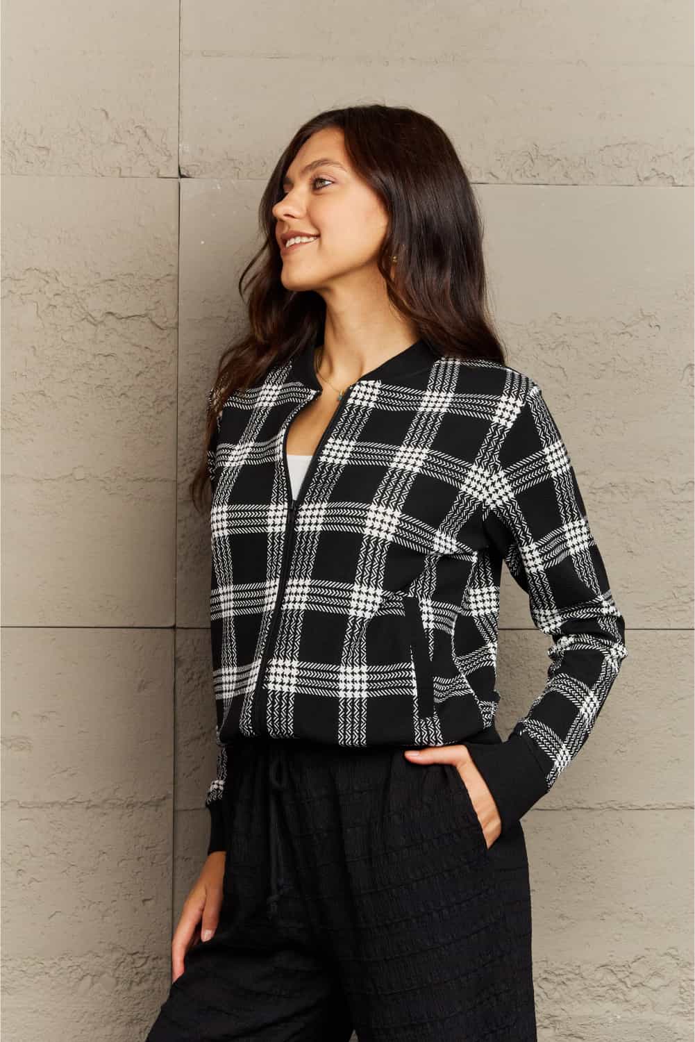 Round Neck Long Sleeve Jacket