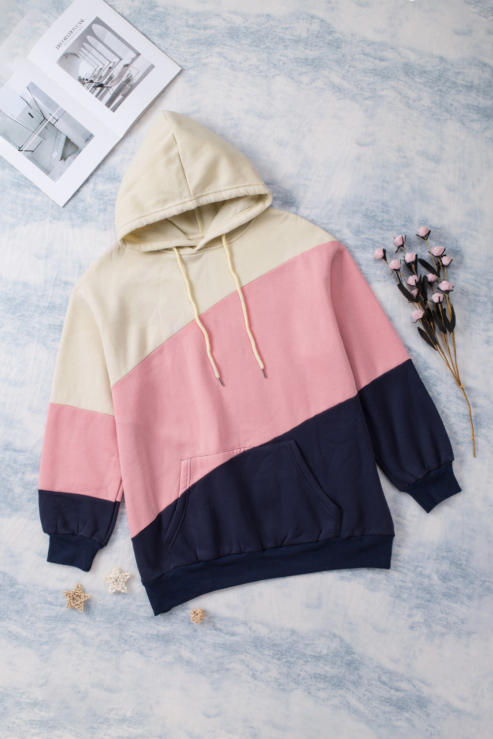 Plus Size Tie-Dye and Color Block Drawstring Detail Hoodies. (3different patterns)