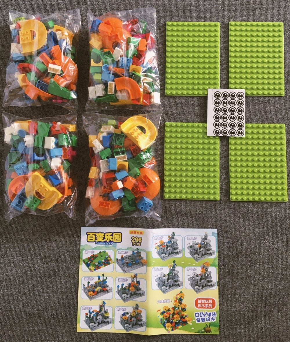 MARBLE RACE RUN TRACK BRICK BLOCKS (COMPATIBLE WITH DUPLO AND LEGO)