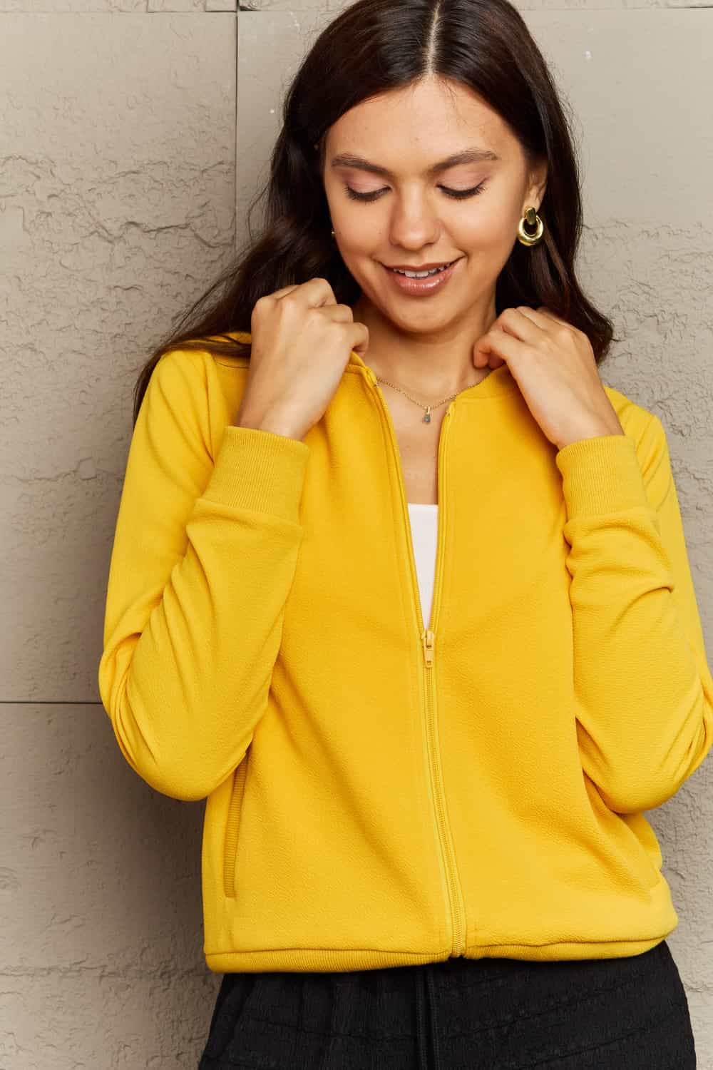 Round Neck Long Sleeve Jacket